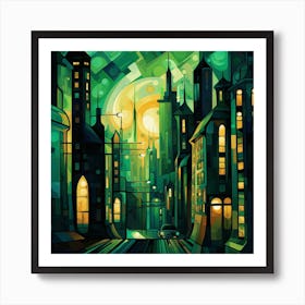 Cityscape At Night Art Print