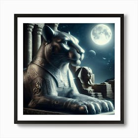 Egyptian Lion Statue Art Print