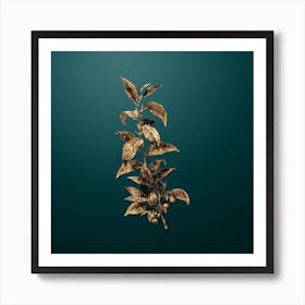 Gold Botanical Cherry on Dark Teal n.2183 Art Print