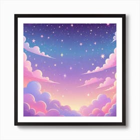 Sky With Twinkling Stars In Pastel Colors Square Composition 233 Art Print