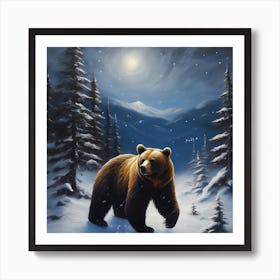 Bear In The Snow 1 Art Print