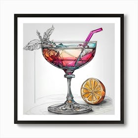Cocktail Drawing 1 Art Print