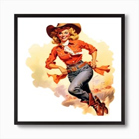 Retro Cowgirl 4 Art Print