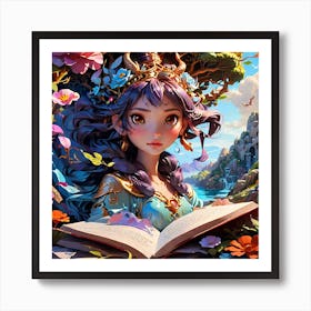 Fairy Girl Reading A Book Art Print