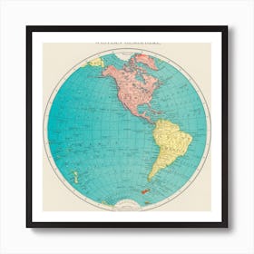 Western Hemisphere, World Atlas By Rand, Mcnally And Co Art Print