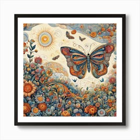Decorative Floral Butterfly Abstract VI Art Print