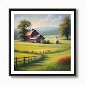 Red Barn In The Countryside 3 Art Print