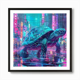 Neon Turtle Art Print