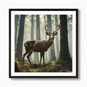 Deer In The Forest 214 Art Print