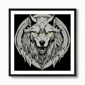 Fierce Wolf Mandala Symbol Of Strength Art Print