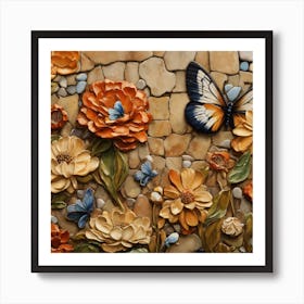 Mosaic Flower Wall Art Art Print
