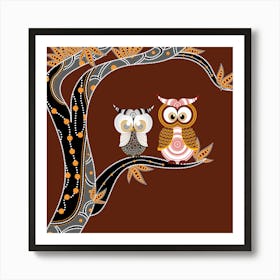 Aboriginal Painting With Owl Art Print