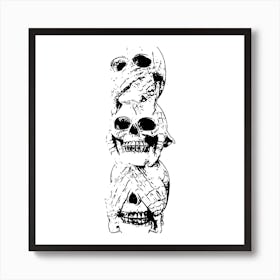 Skull Trio- See Hear and Speak No Evol Art Print