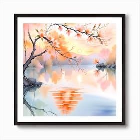 Watercolor Of Cherry Blossoms Art Print