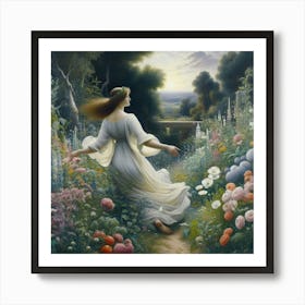 Girl In A Garden 5 Art Print