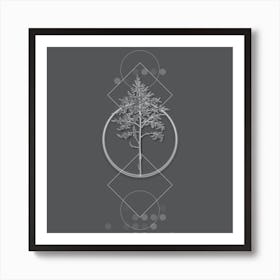 Vintage Giant Cabuya Botanical with Line Motif and Dot Pattern in Ghost Gray n.0161 Art Print
