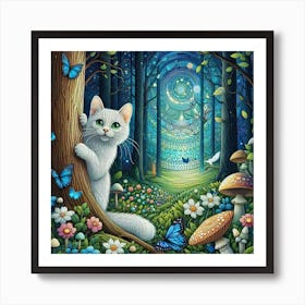 Cat In The Forest 2 Art Print