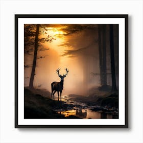 Deer In The Forest art print 5 Art Print