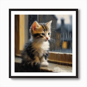 Rainy Day Kitten Art Print