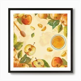 Rosh Hashanah Banner Texture With Apples And Hon 1718395864 1 Art Print