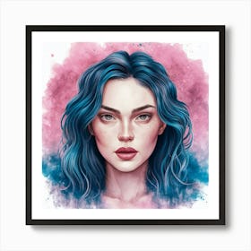 Blue Haired Girl 1 Art Print