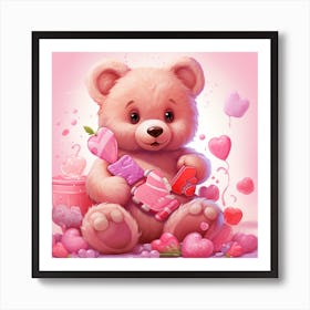 Valentine Teddy Bear Art Print