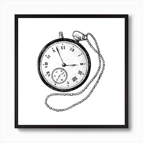 Pocket Watch, hand-drawn retro pocket watch Art Print