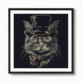 Steampunk Cat 39 Art Print