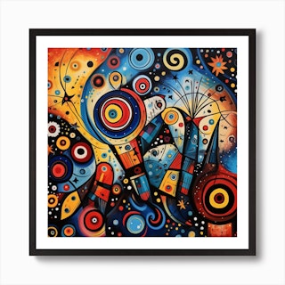 Little Village - Abstract Art House Painting Wall Art, Canvas