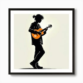 Silhouette Of A Man Playing A Guitar Art Print