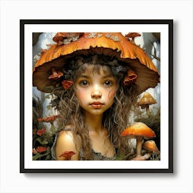 Closeup 1girl Fantastic Fungus Giant Mushroom World Rich Colors Intricate Details Illustration Art Print