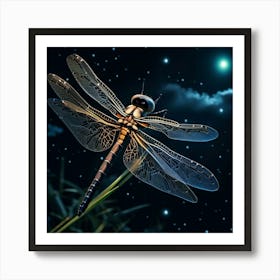 Dragonfly In The Nght Sky Art Print