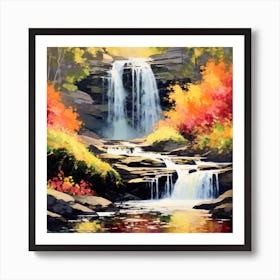 Waterfall In Autumn Art Print