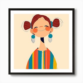 Cartoon Girl With Earrings Art Print