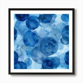 Blue Watercolor Circles Art Print