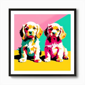 Cocker Spaniel Pups, This Contemporary art brings POP Art and Flat Vector Art Together, Colorful Art, Animal Art, Home Decor, Kids Room Decor, Puppy Bank - 156th Art Print