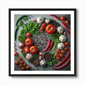 Vegetables In A Circle Art Print