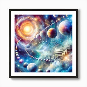 Planets In Psychedelic Space Art Print