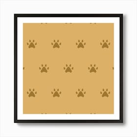 Brown Paw Pattern Art Print