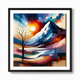 Abstract Mountain Painting 1 Art Print