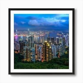 Hong Kong Skyline At Dusk Art Print