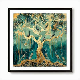 Peacock Tree Art Print