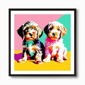 Wirehaired Pointing Griffon Pups, This Contemporary art brings POP Art and Flat Vector Art Together, Colorful Art, Animal Art, Home Decor, Kids Room Decor, Puppy Bank - 123rd Art Print