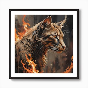 Lynx On Fire Art Print