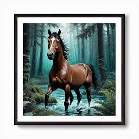 Horse In The Forest Art Print