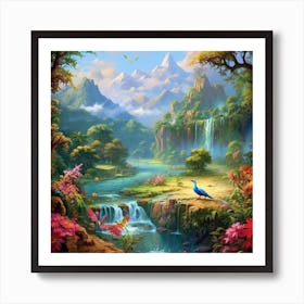 Waterfall In The Jungle - Jigsaw Puzzle Art Print