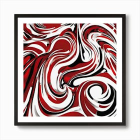 Abstract Red And White Swirls 1 Art Print