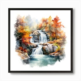 Waterfall Watercolor Painting 5 Art Print