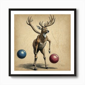 Deer With Balls 1 Art Print