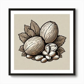 Almonds And Leaves Art Print